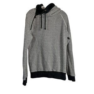 Maison Scotch & Soda Sz 3 (8 US) Women Hoodie Home Alone Double Hood Black Ivory